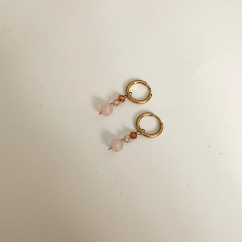 Dear Dreamer Hoop Earrings in Rose Quartz